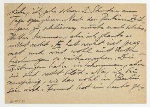 Postkarte von Raoul Hausmann an Elfriede Hausmann. Jershöft