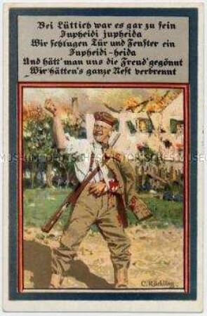 Postkarte zur Eroberung von Lüttich