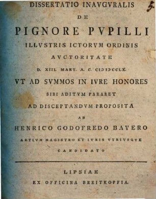 Diss. inaug. de pignore pupilli