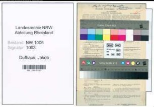 Entnazifizierung Jakob Dufhaus , geb. 29.05.1885 (Fleischbeschauer)