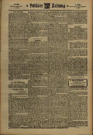 Vierte Ausgabe vom Samstag, den 16. Dezember 1911.