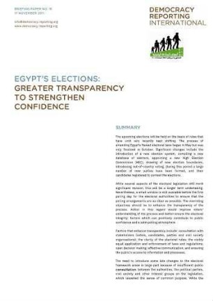 Egypt's elections : greater transparency to strengthen confidence