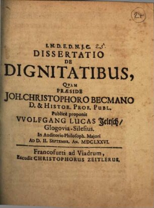 Diss. de dignitatibus