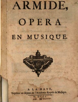 Armide : Opera en musique