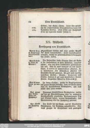XX. Abschnitt. Fortsetzung von Deutschland.