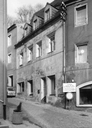 Meißen-Altstadt, Hohlweg 6. Wohnhaus mit Laden (um 1470). Straßenansicht