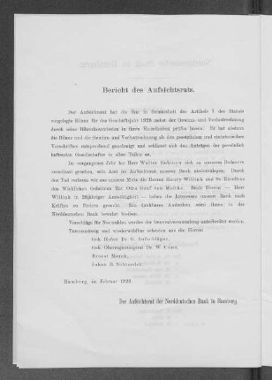 Bericht des Aufsichtsrats.