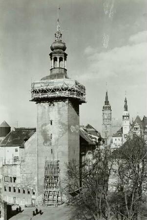 Bautzen, Lauenturm während der Erneuerung, um 1960