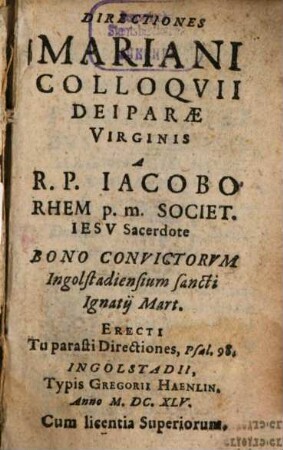 Directiones Mariani colloquii Deiparae Virginis