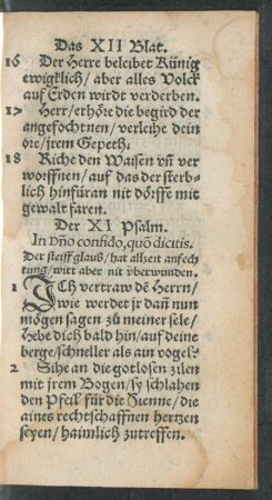 Der XI Psalm. - Der XX Psalm.