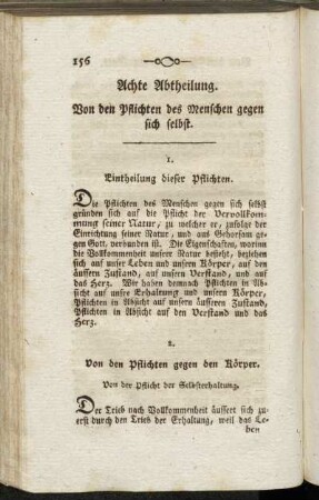 Achte Abtheilung. Von den Pflichten des Menschen gegen sich selbst