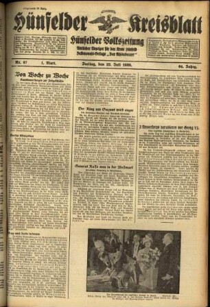 Erste Ausgabe vom Freitag, den 22. Juli 1938.