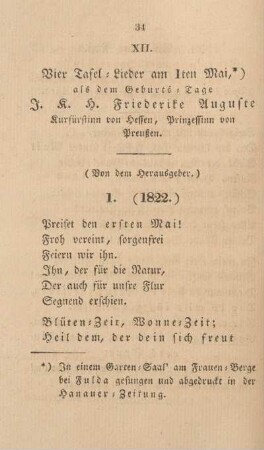 XII. Vier Tafel-Lieder am 1ten Mai.