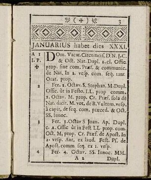 Januarius habet dies XXXI.