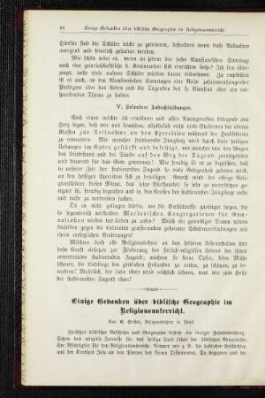 Einige Gedanken über biblische Geographie im Religionsunterricht