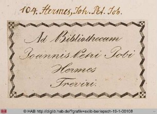 Exlibris des Johann Peter Job Hermes