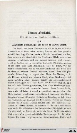 Zehnter Abschnitt: Die Arbeit in harten Stoffen