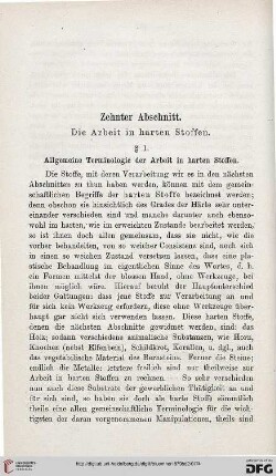 Zehnter Abschnitt: Die Arbeit in harten Stoffen