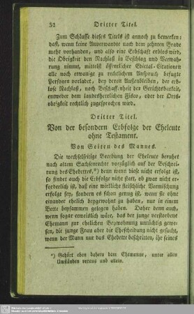 Dritter Titel. Von der besondern Erbfolge der Eheleute ohne Testament