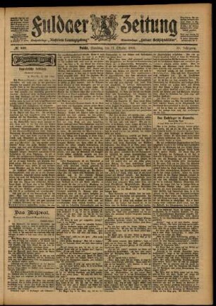 Zweite Ausgabe vom Samstag, den 17. Oktober 1903.