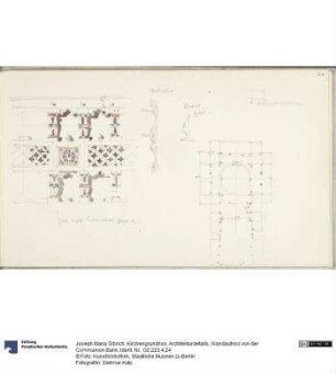 Kirchengrundriss, Architekturdetails, Wandaufriss von der Communion Bank