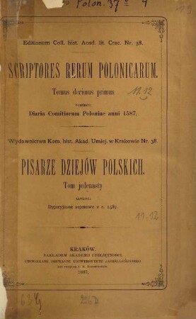 Diaria Comitiorum Poloniae anni 1587