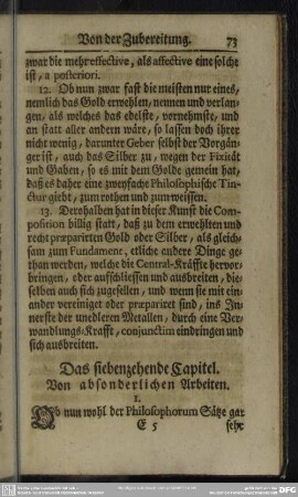 Das siebenzehende Capitel. Von absonderlichen Arbeiten