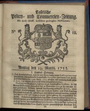 Nro. 12, Montag den 19. Martii 1753