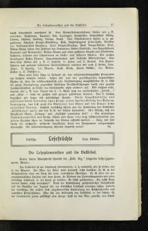 ¬Die¬ Lehrplanrevision und die Vollbibel