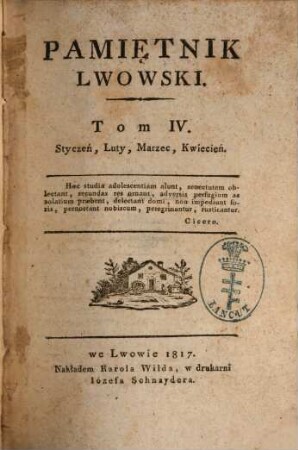 Pamie̜tnik lwowski. 2,1, [2.] 1817, [1] = T. 4