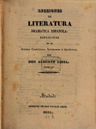 Lecciones de Literatura Dramatica Espanola