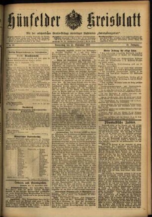 Ausgabe vom Donnerstag, den 11. September 1919.