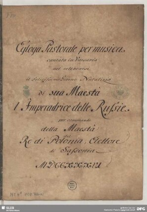 [Text:] Sei tu, Cidippe, o il sole. Egloga pastorale per musica.