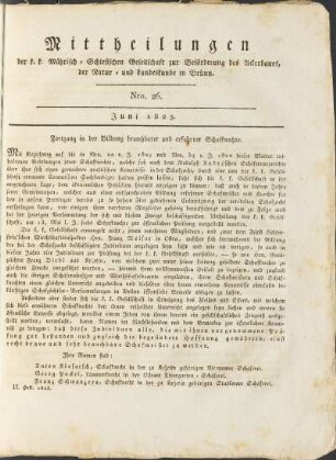Mittheilungen. Nro. 26. Juni 1823.