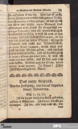Das vierte Gespräch. Von der Heiligung, und darauf folgenden seligen Vollendung.