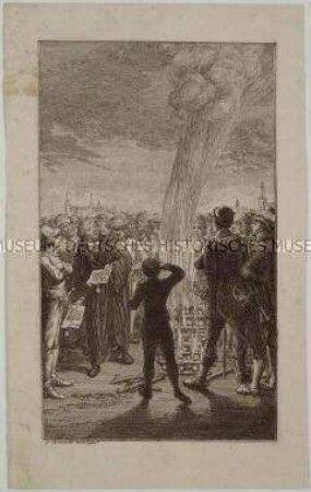 Luther verbrennt die päpstliche Bulle öffentlich vor den Toren von Wittenberg - Blatt 15 (von 18) zur Deutschen Monatsschrift (1795-1800)