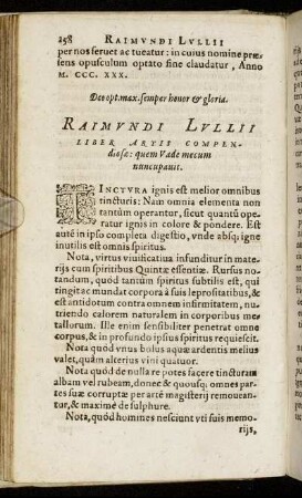 Raimundi Lullii Liber Artis Compendiosae: quem Vade mecum nuncupavit