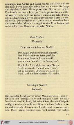 Karl Krolow: Weltende