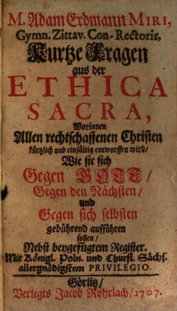 Kurze Fragen aus der Ethica sacra