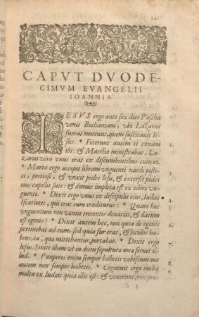 Capvt Dvodecimvm Evangelii Ioannis.