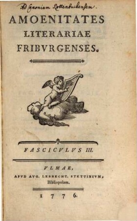 Amoenitates Literariae Fribvrgenses, 3