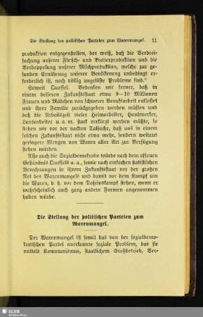Die Stellung der politischen Parteien zum Warenmangel