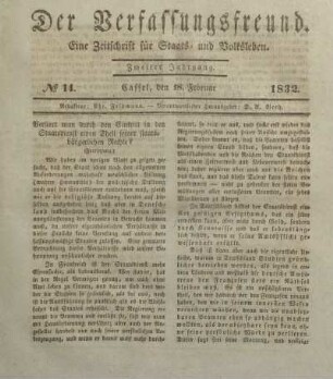 № 14. Cassel, den 18. Februar 1832.