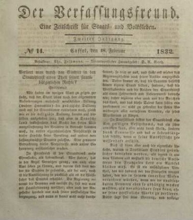 № 14. Cassel, den 18. Februar 1832.