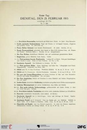 Erster Tag: Dienstag, den 23. Februar 1915, vormittags 10 Uhr (Nr. 1-250)
