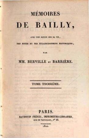 Mémoires de Bailly, Tome Troisième