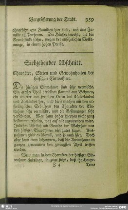 Siebzehender Abschnitt. Charakter, Sitten und Gewohnheiten der hiesigen Einwohner