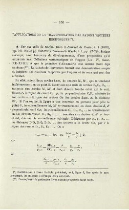 APPLICATIONS DE LA TRANSFORMATION PAR RAYONS VECTEURS RÉCIPROQUES.