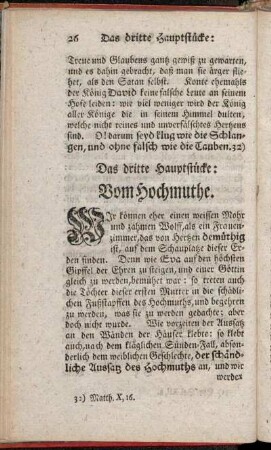 Das dritte Hauptstücke: Vom Hochmuthe.
