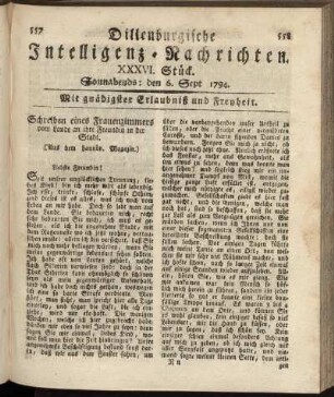 XXXVI. Stück. Sonnabends: den 6. Sept. 1794.